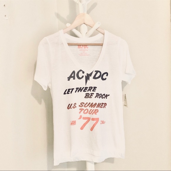 💜 AC/DC - Lucky Brand White Graphic Tee 💜 - Picture 2 of 6